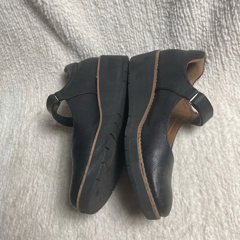 Euro Soft synthetic Black Mary Jane wedge Shoes SZ11M